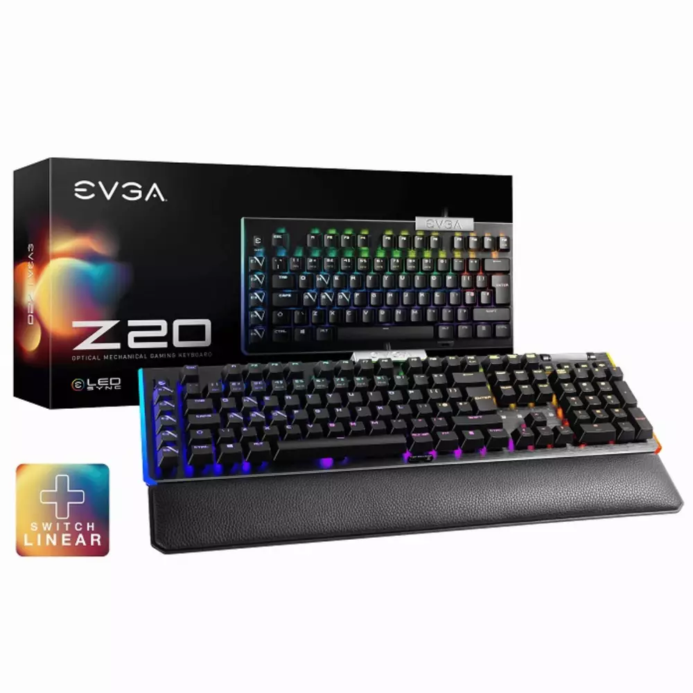 Геймърска клавиатура EVGA Z20 RGB Optical Mechanical Switches Linear Gaming Keyboard - 811-W1-20UK-K2