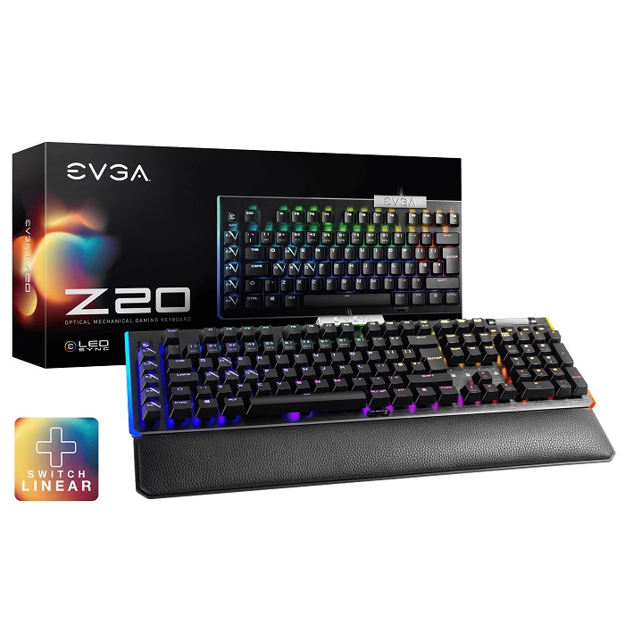 Геймърска клавиатура EVGA Z20 RGB Optical Mechanical Switches Linear Gaming Keyboard - 811-W1-20UK-K2