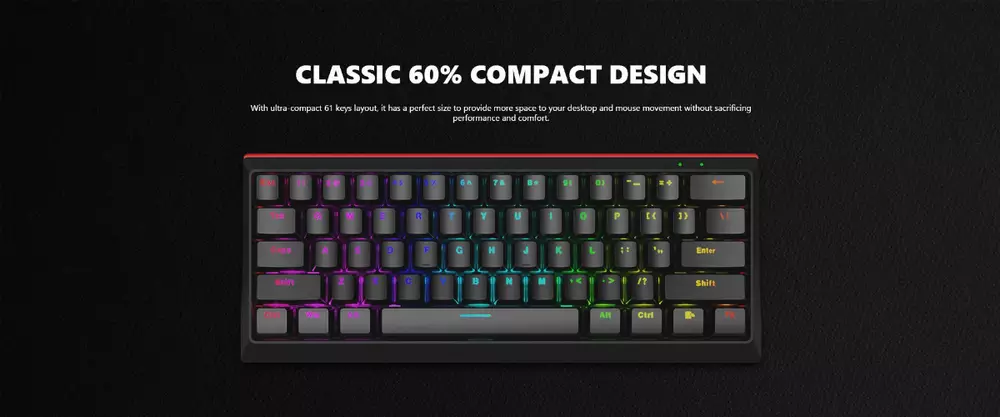 Геймърска клавиатура Marvo KG962 61 keys - RED switches - MARVO-KG962-RD
