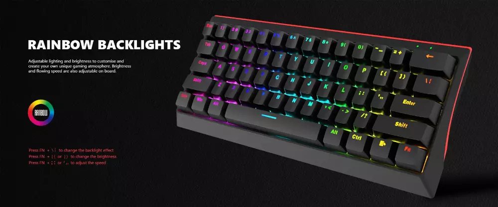 Геймърска клавиатура Marvo KG962 61 keys - RED switches - MARVO-KG962-RD 