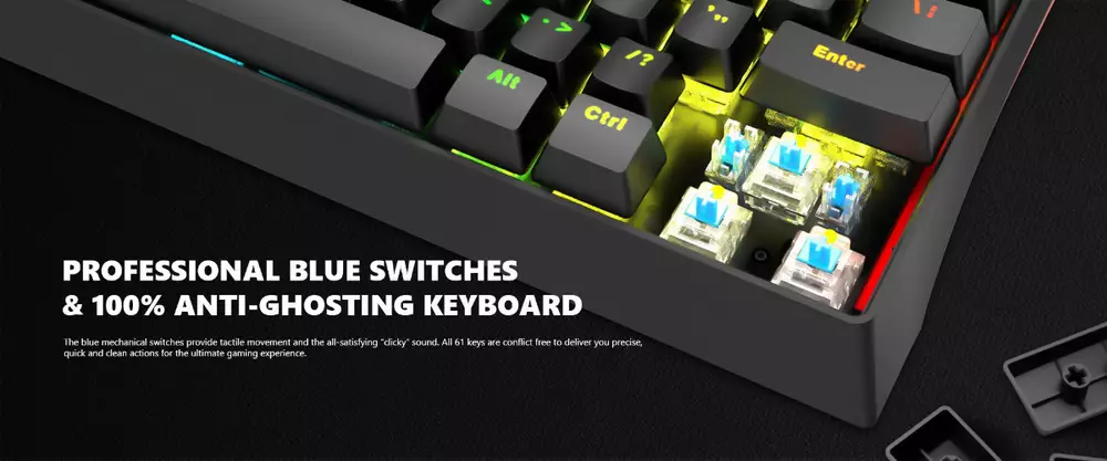 Геймърска клавиатура Marvo KG962 61 keys - BLUE switches - MARVO-KG962-BL 