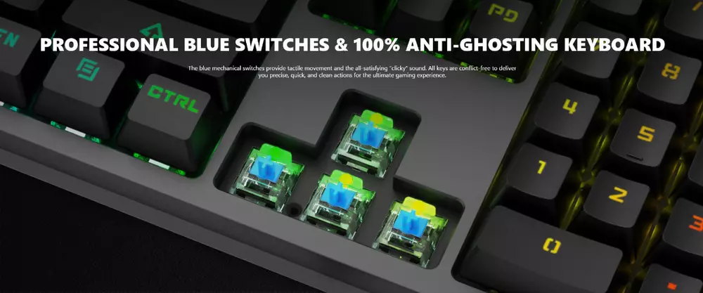 Геймърска механична клавиатура Marvo KG954, Blue switches - MARVO-KG954
