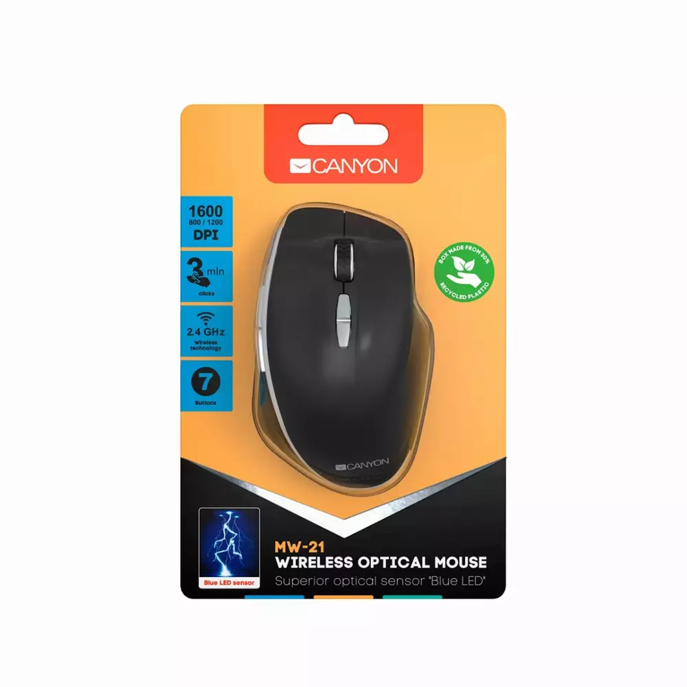 Мишка CANYON MW-21 Optical Wireless Безжична - CNS-CMSW21B