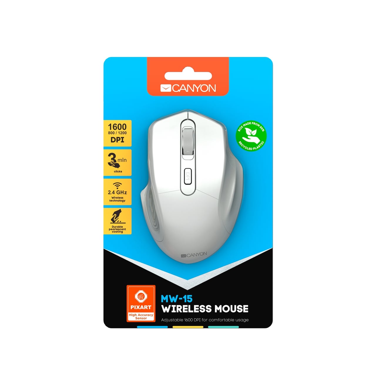 Мишка CANYON MW-15 Optical Wireless White Безжична - CNE-CMSW15PW