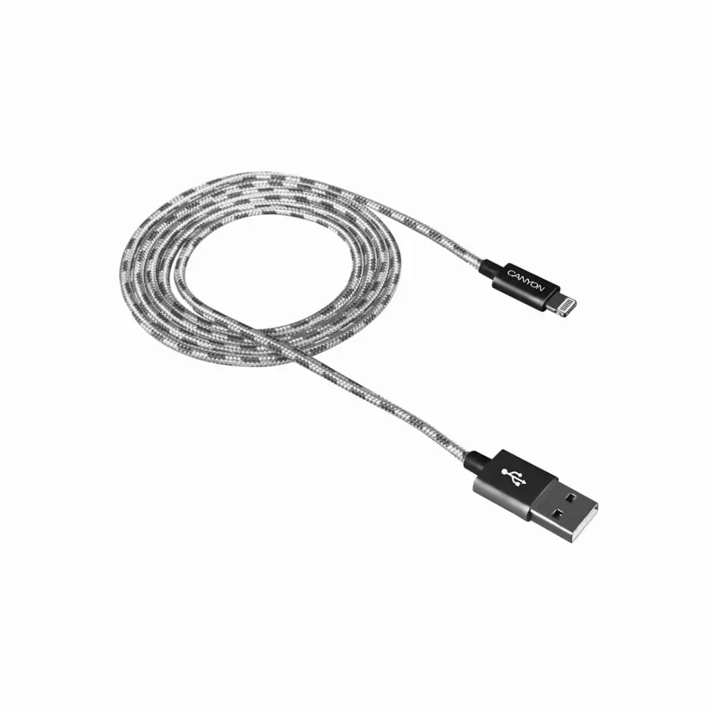 Кабел за зареждане и синхронизация Canyon, 8 pin Lightning мъжко към USB мъжко, 1m - CNE-CFI3DG
