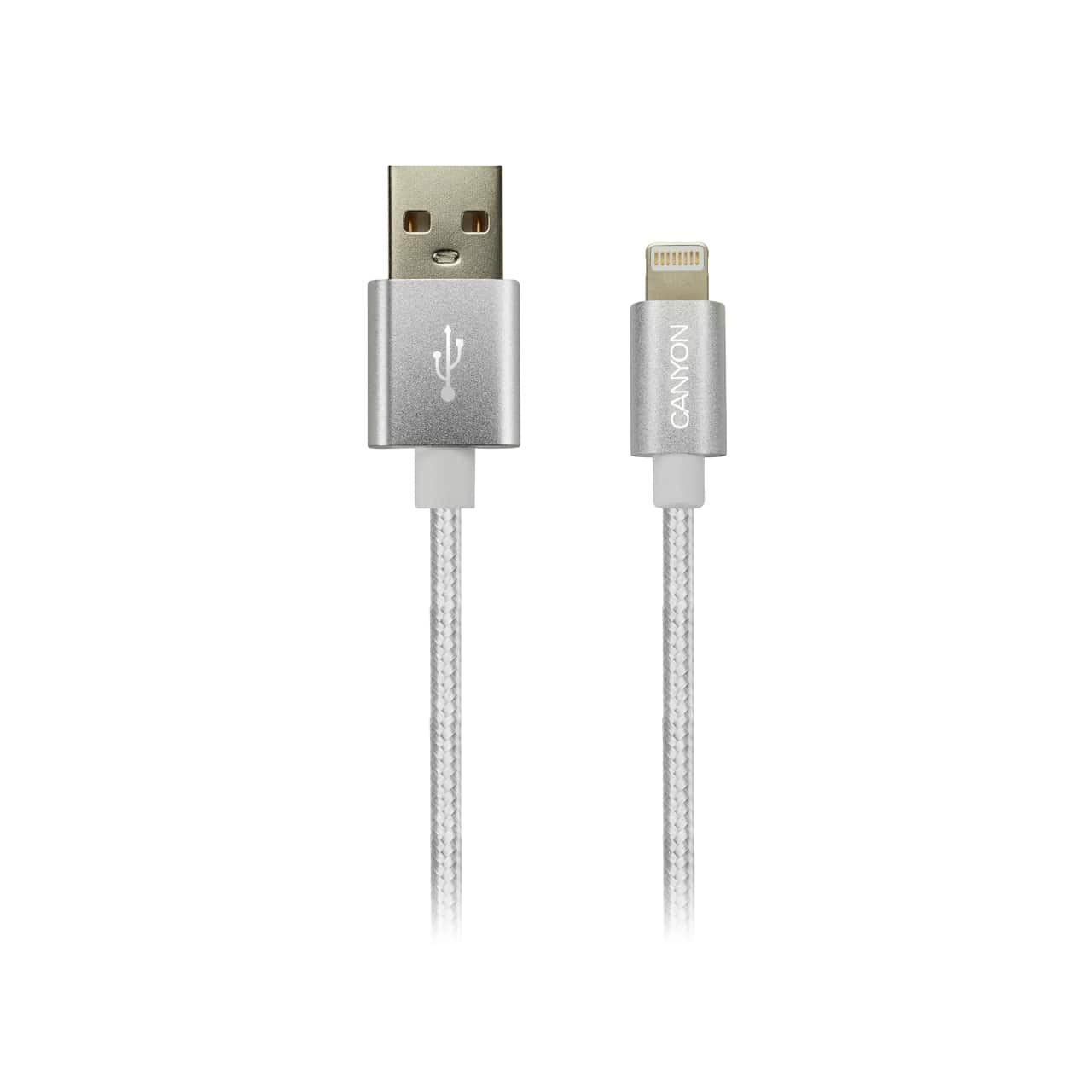 Кабел за зареждане и синхронизация Canyon, 8 pin Lightning мъжко към USB мъжко, 1m - CNE-CFI3PW