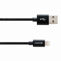 Кабел за зареждане и синхронизация Canyon, 8 pin Lightning мъжко към USB мъжко, 1m - CNE-CFI3B