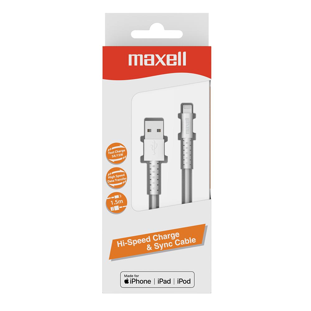 Кабел за зареждане и синхронизация Apple Iphone MAXELL, USB - Lightning, 1,2 м., Бял