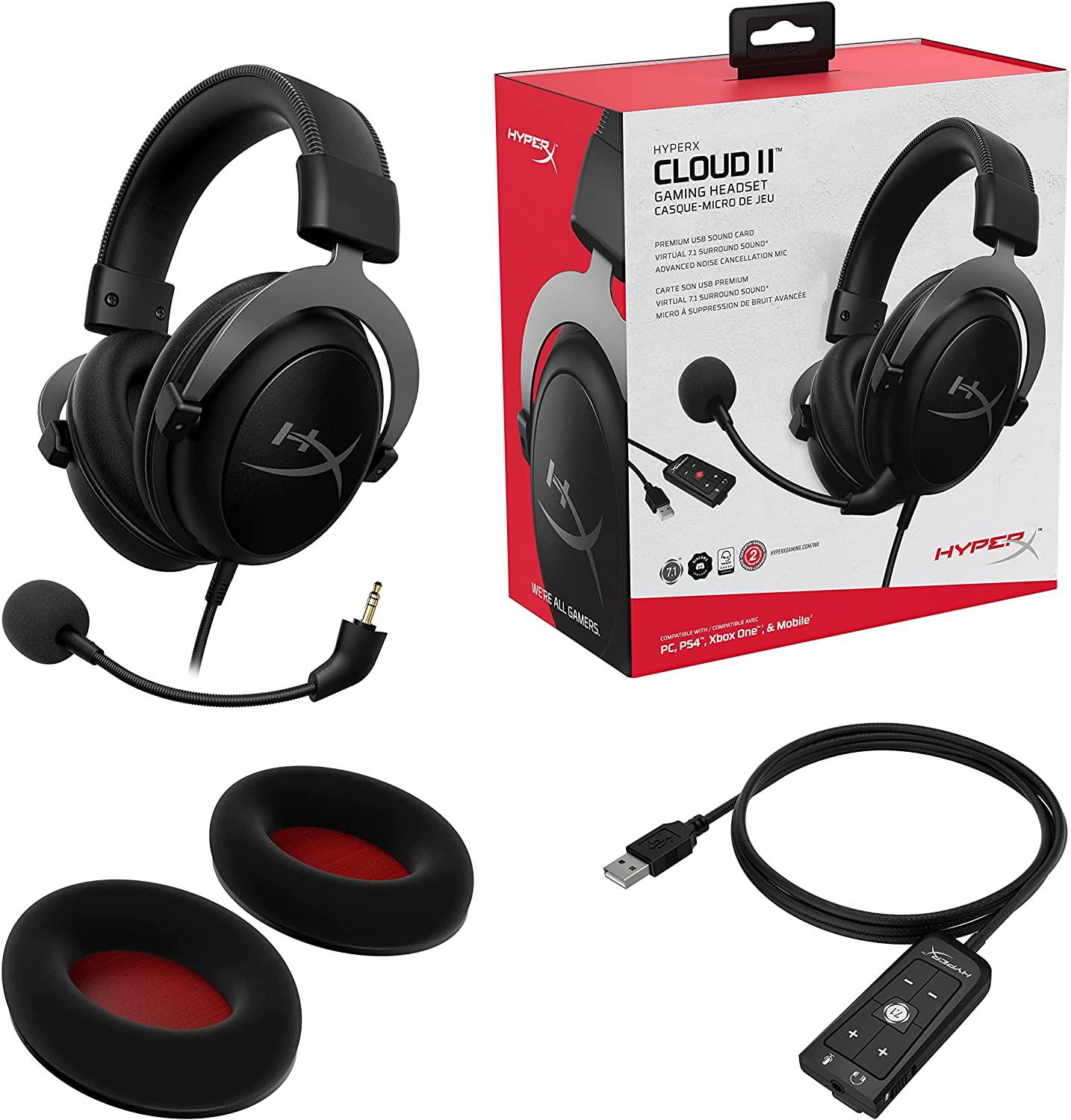 Геймърски слушалки HyperX Cloud II Gunmetal, Микрофон, Черно/Сиво