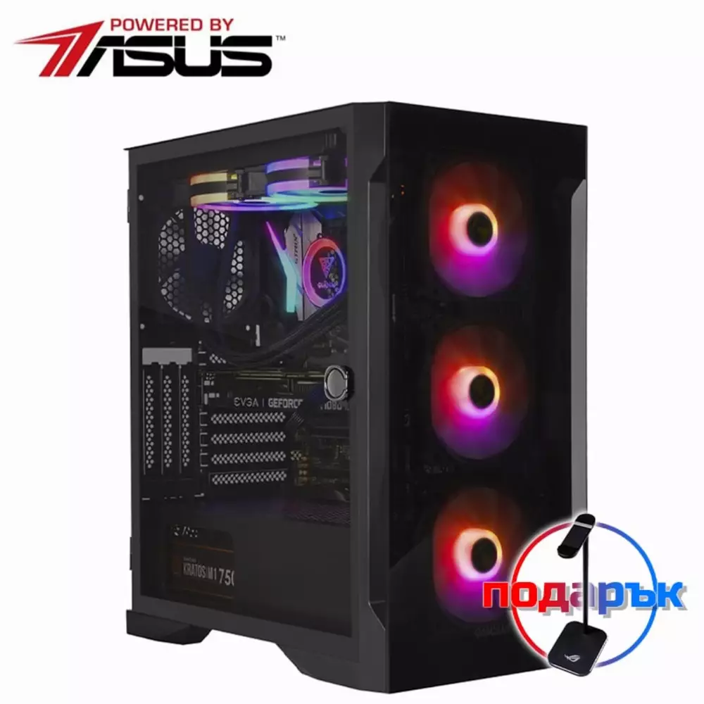 Геймърски компютър MARK I Strider Powered by ASUS (Intel Core i3-10100F, 16GB DDR4, 128GB SSD, 1TB HDD, GeForce GTX 1650 Super 4GB, 600W PSU)