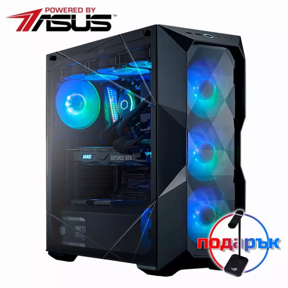 Геймърски компютър MARK III Shadow powered by ASUS (AMD Ryzen 5 3600, 16GB DDR4, 1TB NVMe SSD, GeForce RTX 3060 12GB, 750W 80+ GOLD PSU)