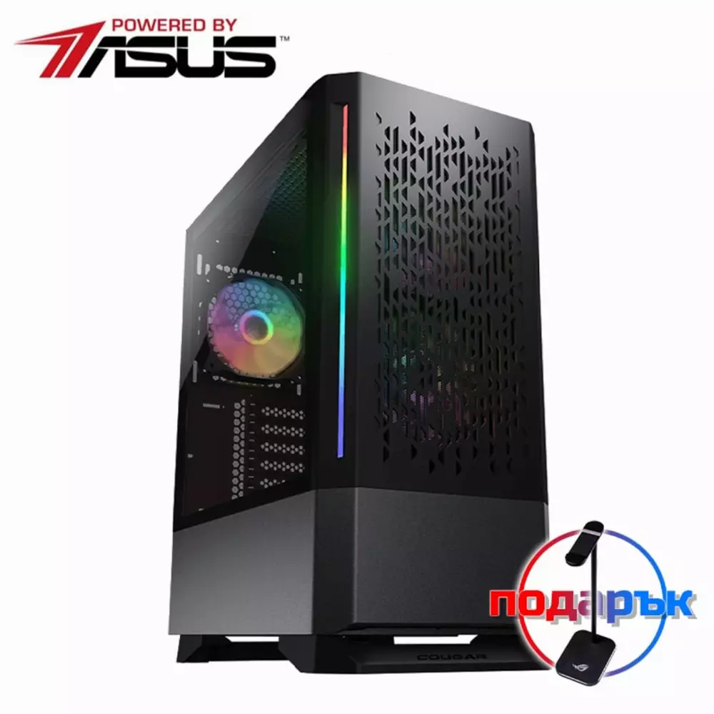 Геймърски компютър Sargeant Green Powered by ASUS (Intel i5-10400F, B560M, RTX 3060 Ti, 16GB DDR4, 512GB NVMe SSD, 1TB HDD, 650W 80+ Gold)