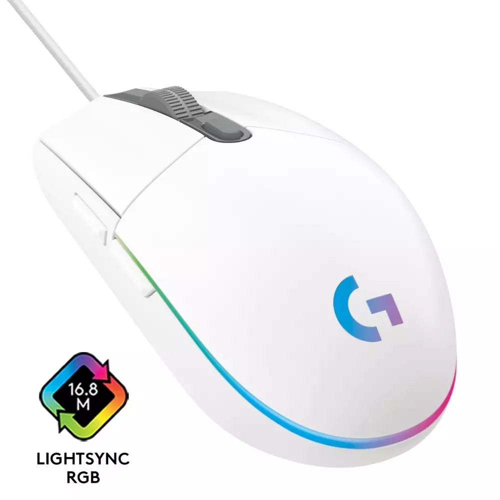Геймърска мишка Logitech G102 Lightsync бяла - 910-005824