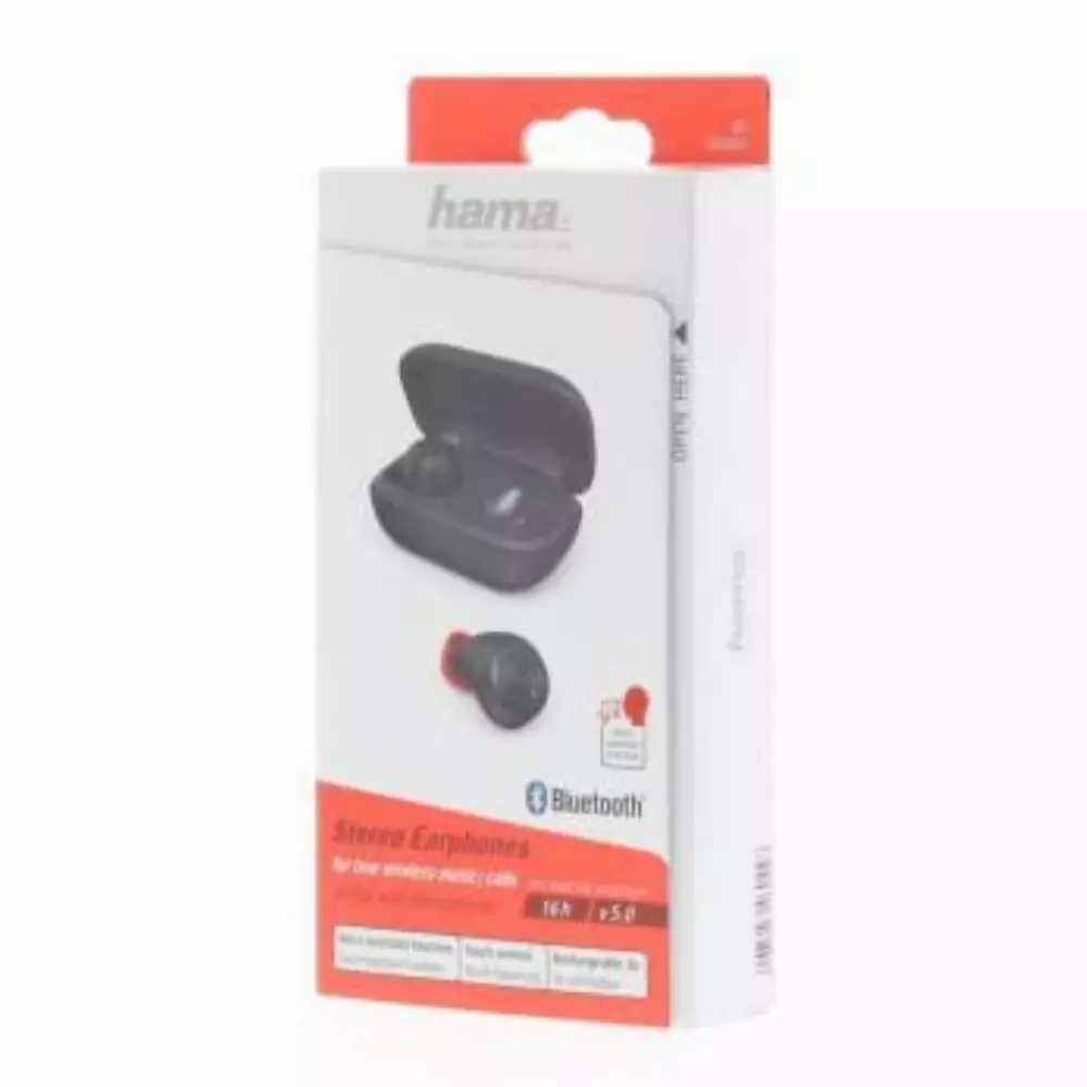 Блутут слушалки-тапи Hama Spirit Chop, Докинг кутийка, True Wireless, Гласов контрол, Черен
