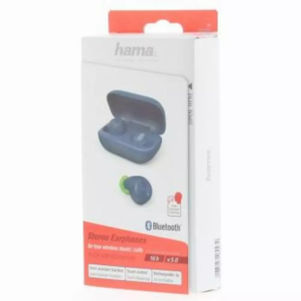 Блутут слушалки-тапи Hama Spirit Chop, Докинг кутийка, True Wireless, Гласов контрол, Син