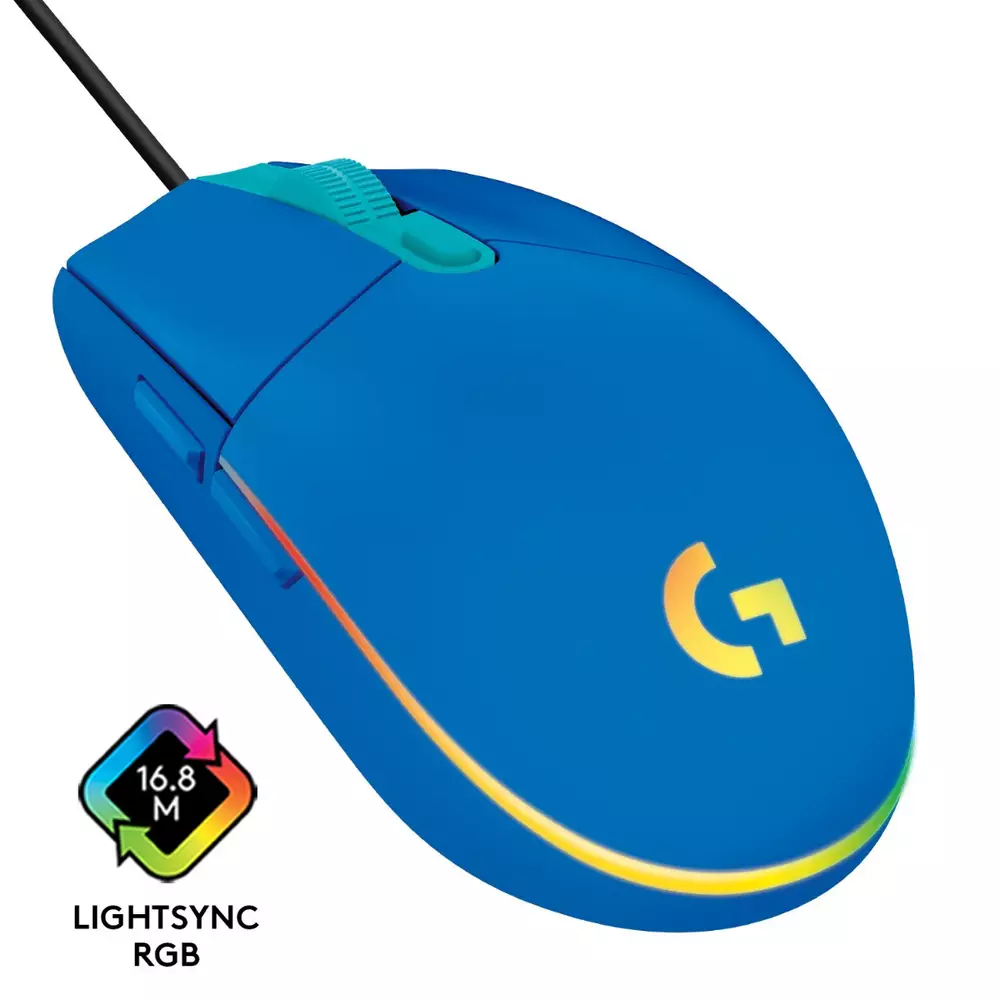 Геймърска мишка Logitech G102 Lightsync синя - 910-005801