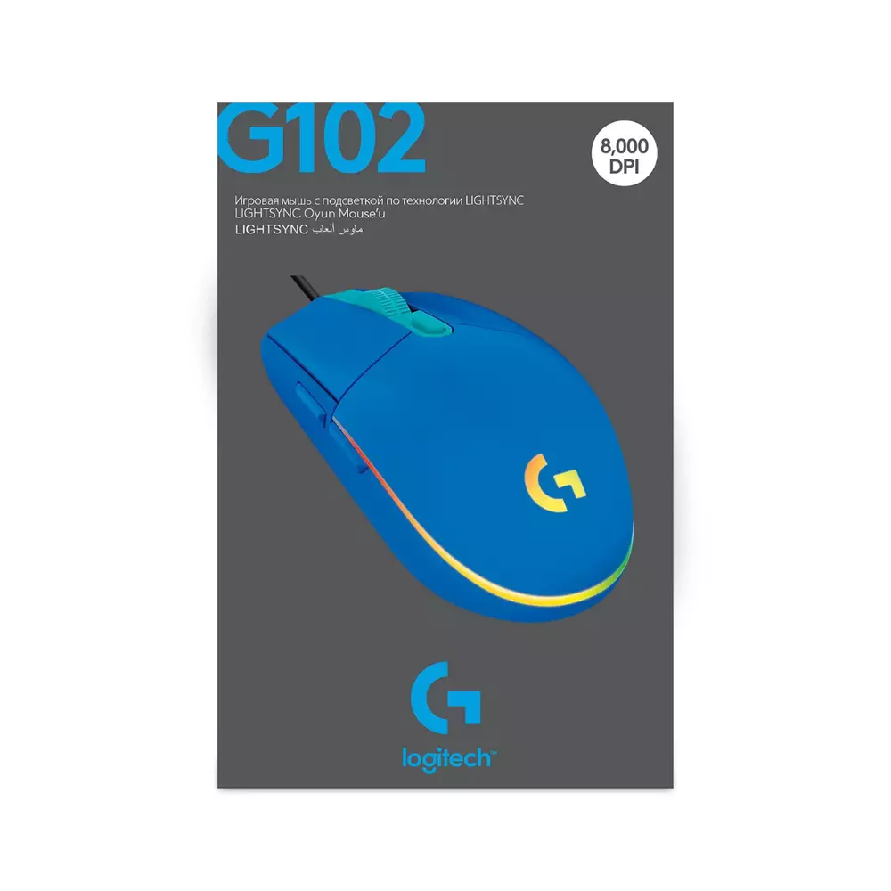 Геймърска мишка Logitech G102 Lightsync синя - 910-005801