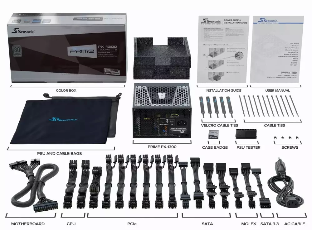  Захранване Seasonic PRIME PX-1300 (SSR-1300PD) 1300W 80 Plus Platinum Full Modular