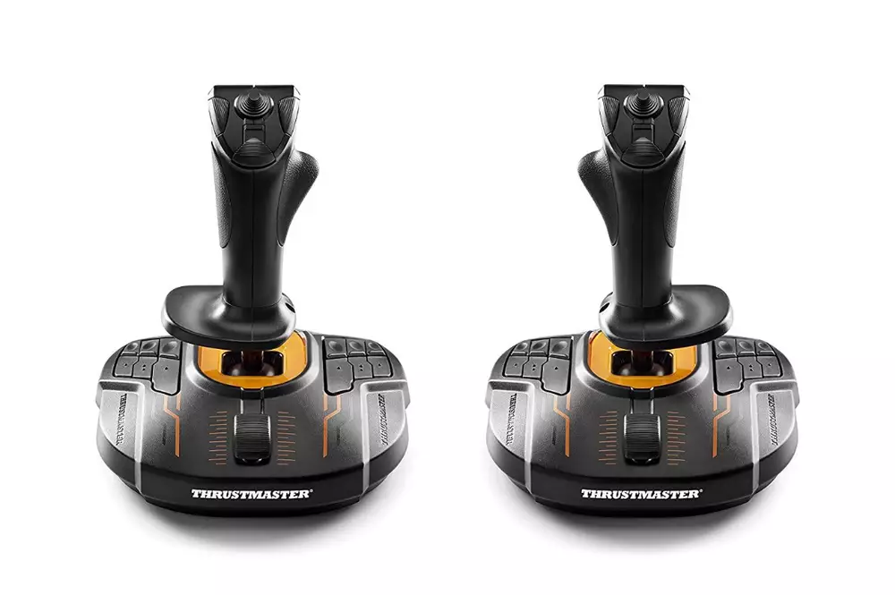 Жичен джойстик Thrustmaster T.16000M FCS Space Sim Duo Stick, авиосимулатор за PC, Черен