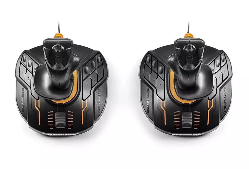 Жичен джойстик Thrustmaster T.16000M FCS Space Sim Duo Stick, авиосимулатор за PC, Черен