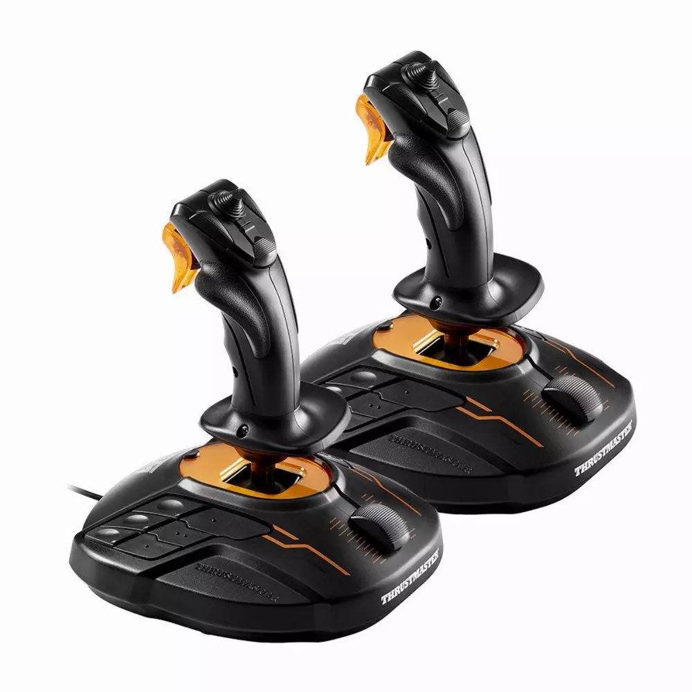 Жичен джойстик Thrustmaster T.16000M FCS Space Sim Duo Stick, авиосимулатор за PC, Черен