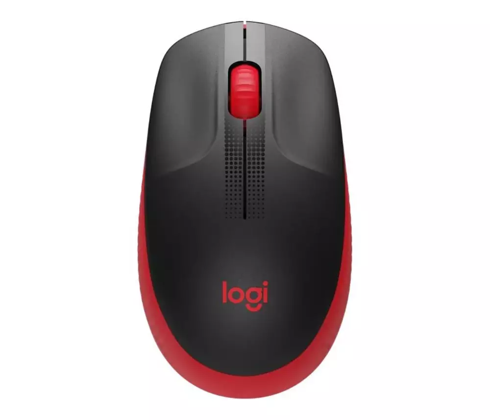 Безжична оптична мишка LOGITECH M190 Full-Size, USB, 1000 dpi, 3 бутона, Червен