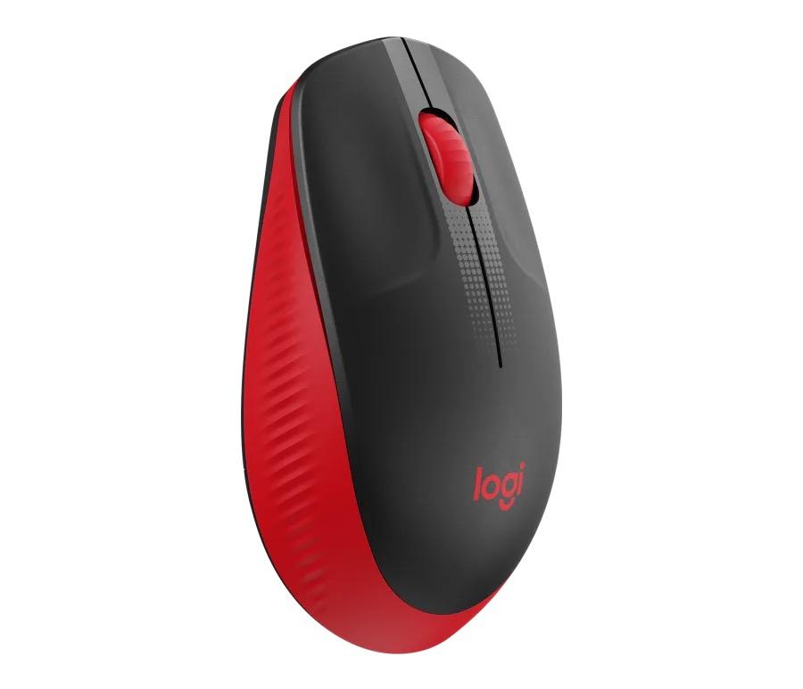 Безжична оптична мишка LOGITECH M190 Full-Size, USB, 1000 dpi, 3 бутона, Червен