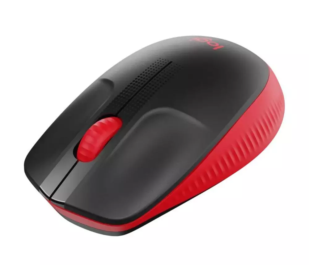 Безжична оптична мишка LOGITECH M190 Full-Size, USB, 1000 dpi, 3 бутона, Червен