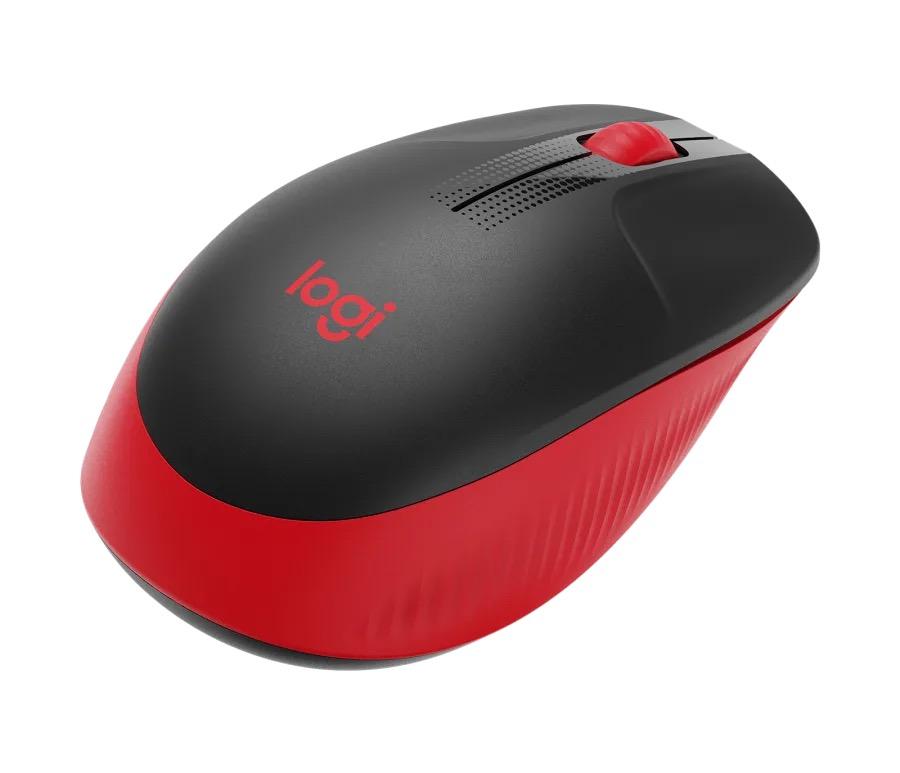 Безжична оптична мишка LOGITECH M190 Full-Size, USB, 1000 dpi, 3 бутона, Червен