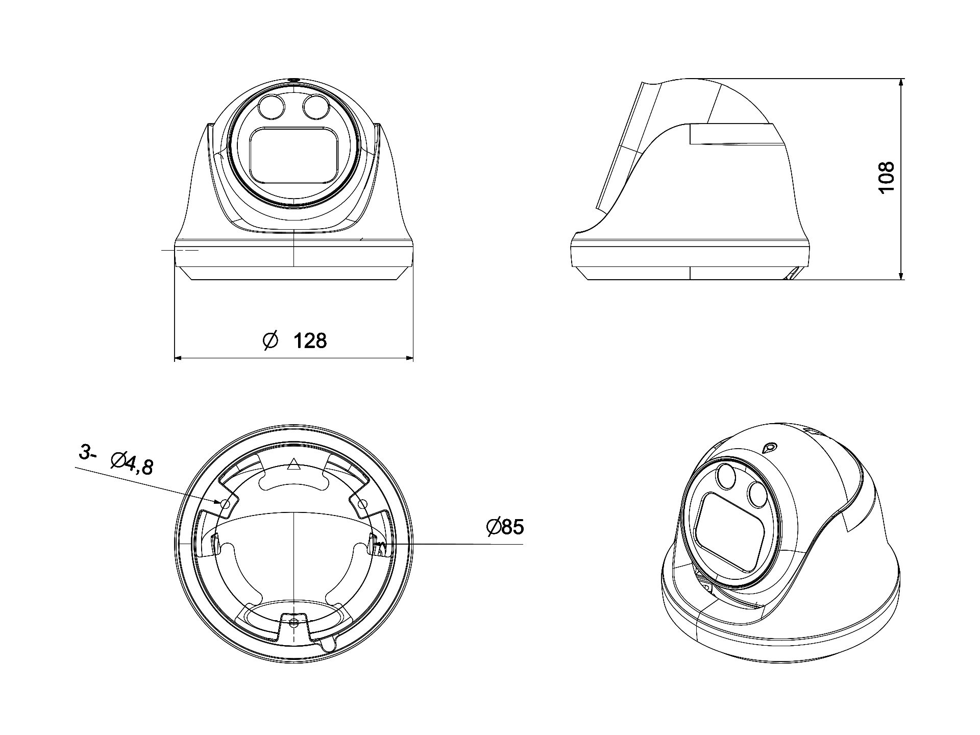 Longse IP Dome - 4k 8MP, Starlight, 5X Motor Zoom 2.7-13.5mm, POE, Mic, AI - CMLB5XRL800WH-POE-MIC