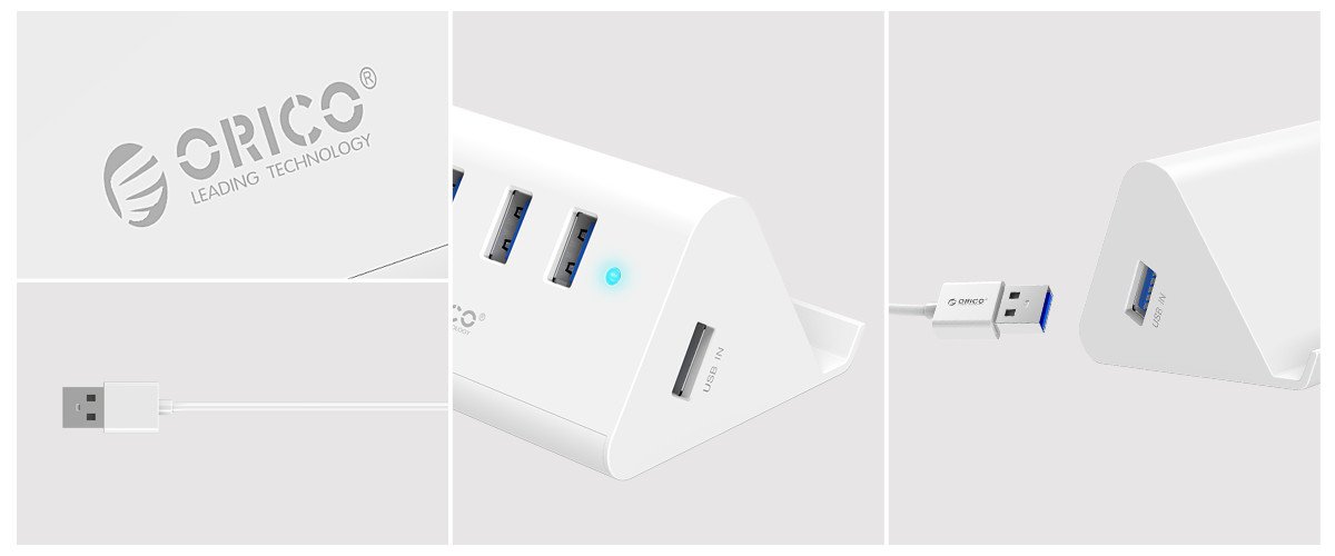 Orico хъб USB3.0 HUB 4 port, Black - SHC-U3