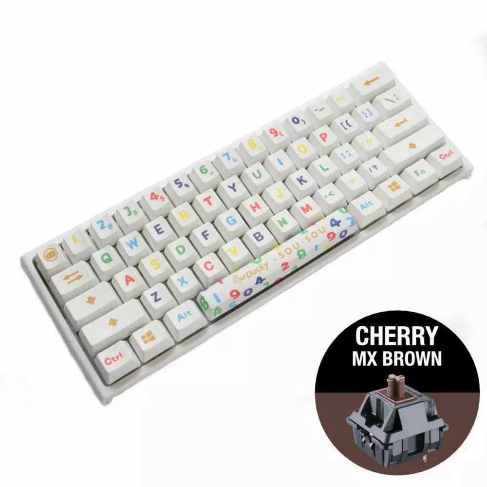 Геймърска механична клавиатура Ducky x SOU SOU One 2 Mini White RGB, Cherry MX Brown