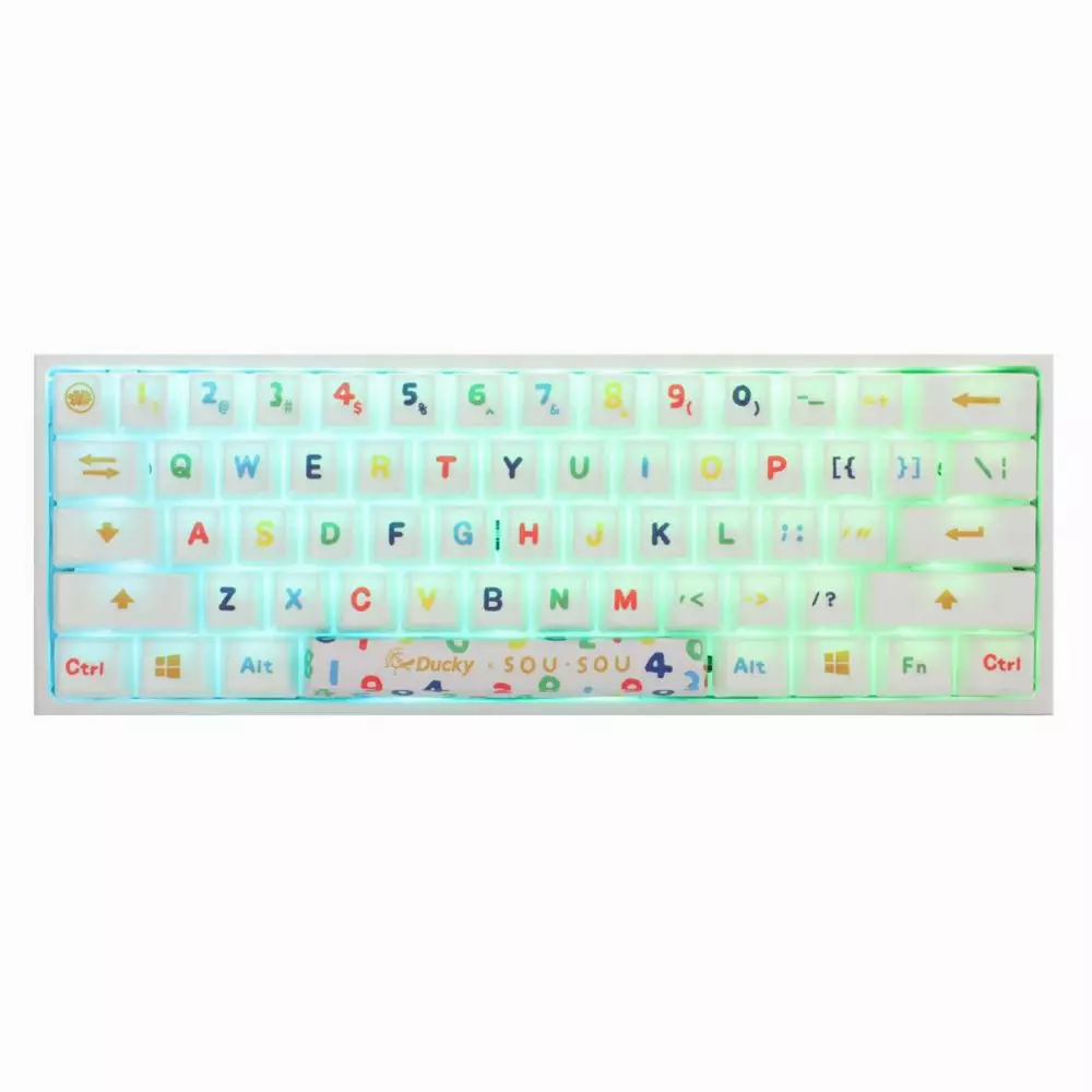 Геймърска механична клавиатура Ducky x SOU SOU One 2 Mini White RGB, Cherry MX Blue