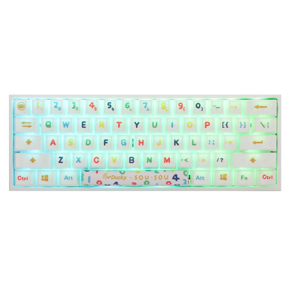 Геймърска механична клавиатура Ducky x SOU SOU One 2 Mini White RGB, Cherry MX Red