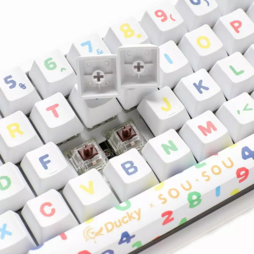 Геймърска механична клавиатура Ducky x SOU SOU One 2 Mini White RGB, Cherry MX Red
