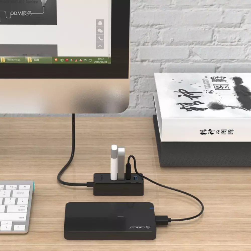 Orico хъб USB3.0 HUB 4 port - USB/Micro USB input, Black - W5P-U3-030