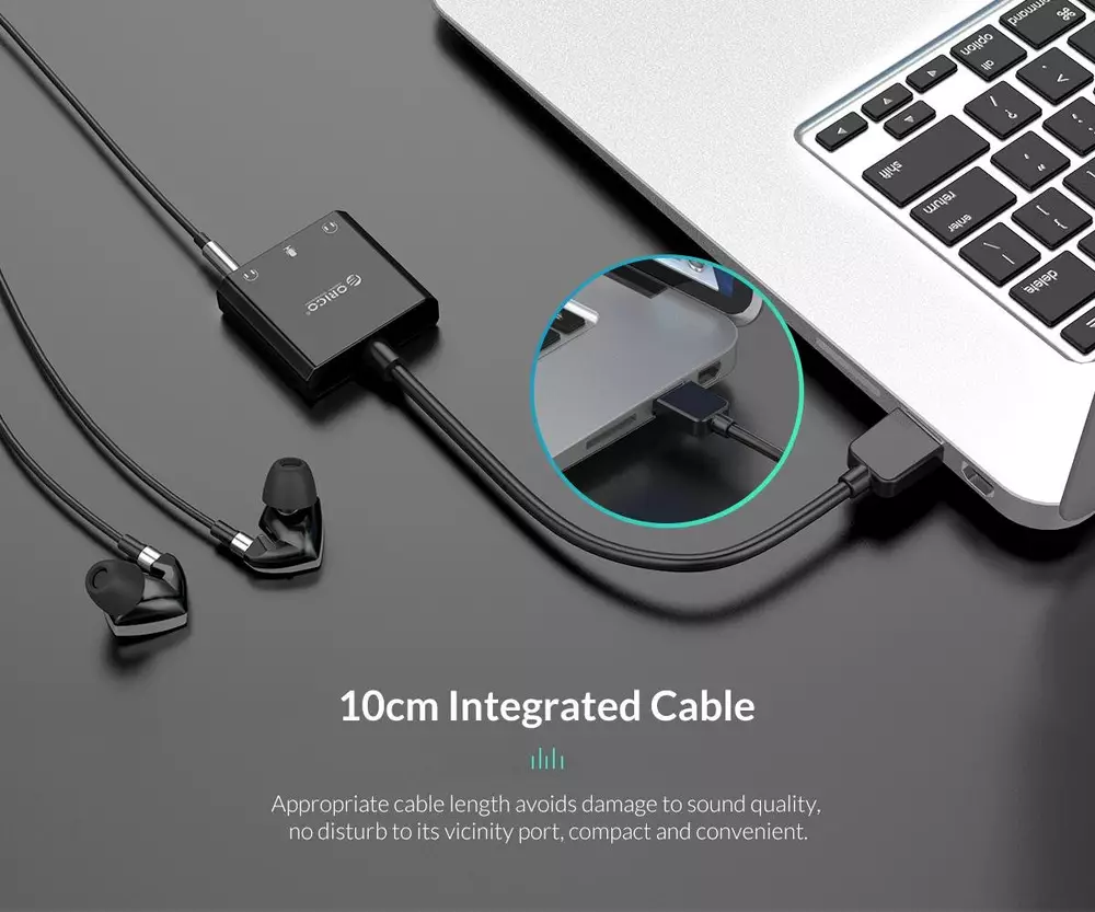 Външна звукова карта Orico  USB Sound card - Headphones, Mic, 4 PIN headset, Black - SKT3-BK