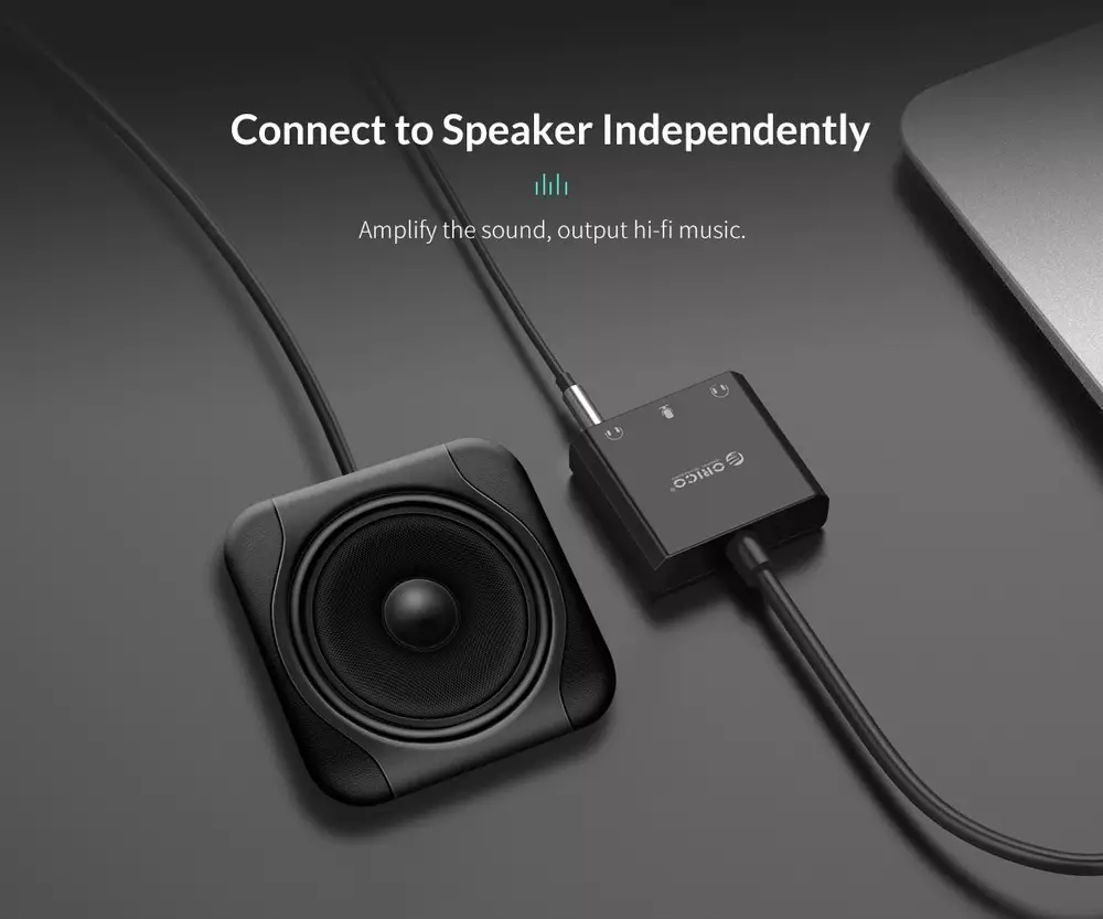 Външна звукова карта Orico  USB Sound card - Headphones, Mic, 4 PIN headset, Black - SKT3-BK