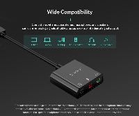 Външна звукова карта Orico  USB Sound card - Headphones, Mic, 4 PIN headset, Black - SKT3-BK