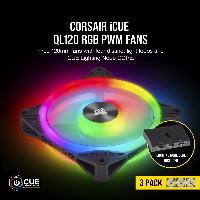 Вентилатори Corsair iCUE QL120 RGB PWM 3 Fan Lightning Node Core Black - CO-9050098-WW
