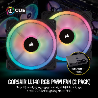 Вентилатори Corsair LL140 RGB PWM Dual Light Loop 2 Fan Lightning Node PRO Black - CO-9050074-WW