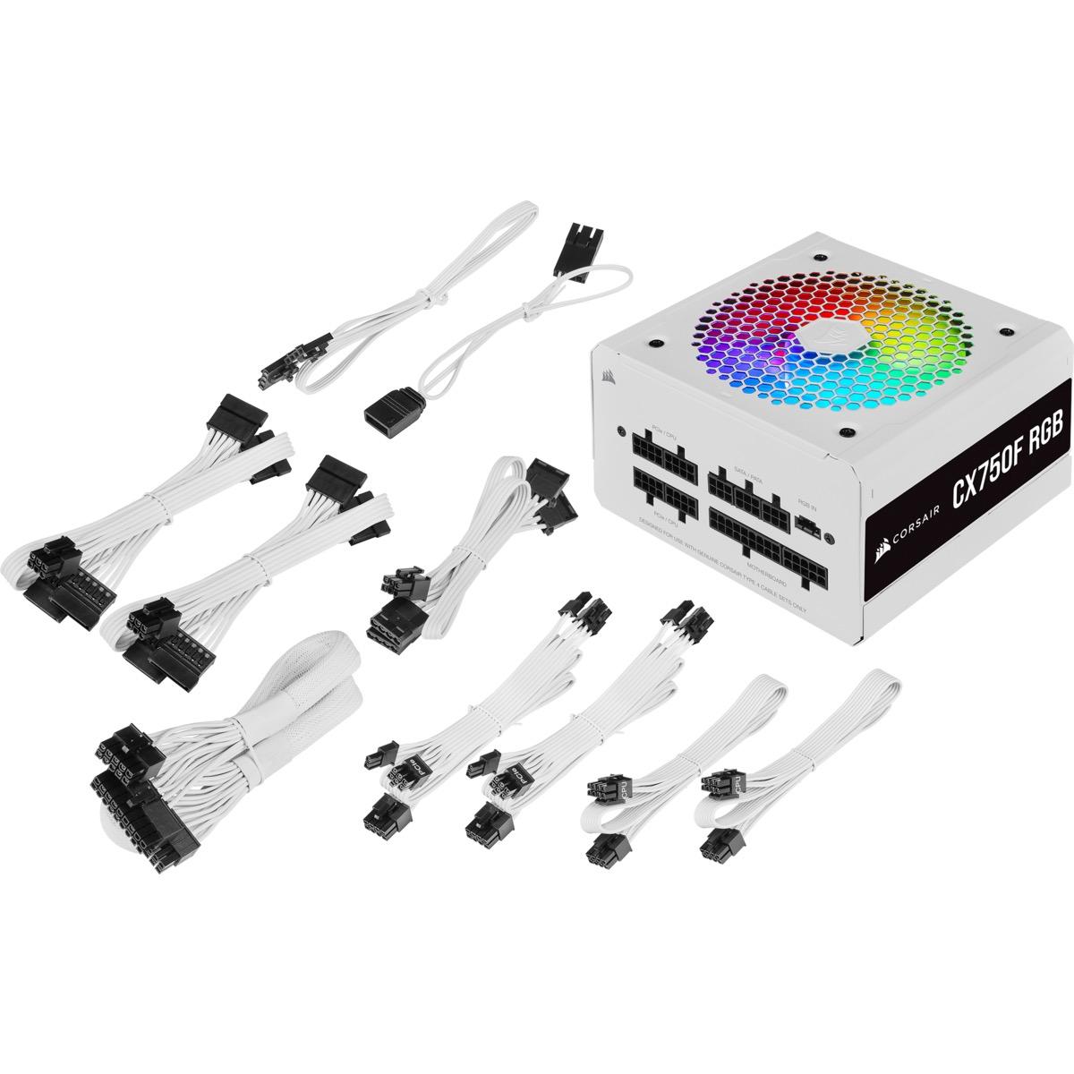 Захранване Corsair CX750F (750W) RGB 80 Plus Bronze Fully Modular White - CP-9020227-EU