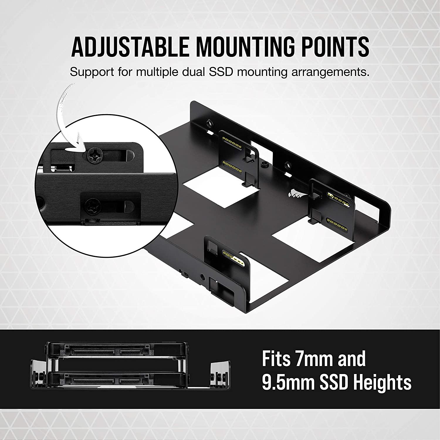 Скоби за монтиране Corsair HDD/SSD Mounting Kit - Dual 2.5" to 3.5", Black