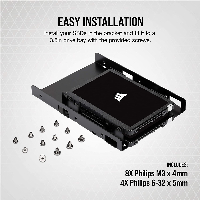 Скоби за монтиране Corsair HDD/SSD Mounting Kit - Dual 2.5" to 3.5", Black
