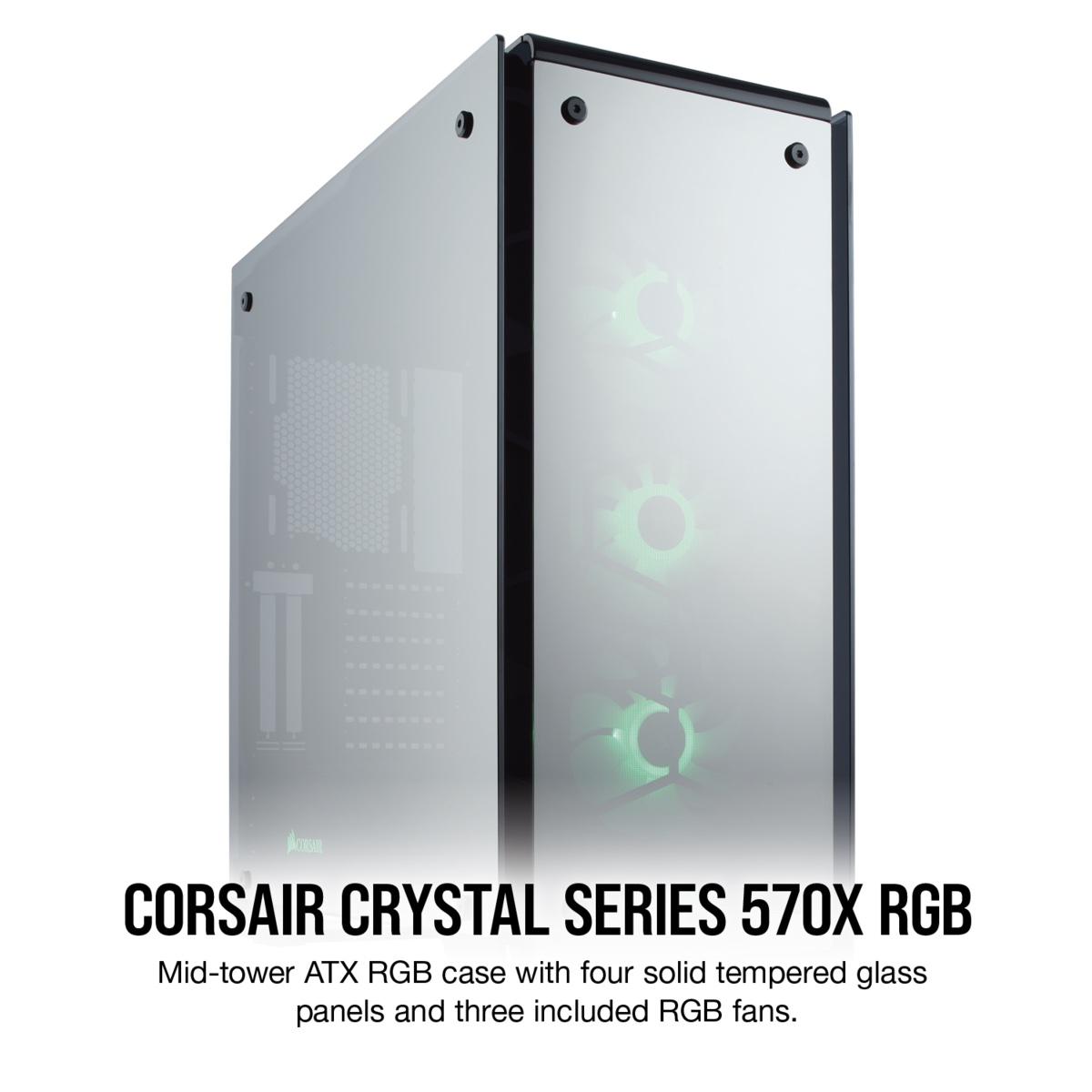 Corsair Crystal 570X Mirror RGB Mid Tower Tempered Glass Black Case - CC-9011126-WW