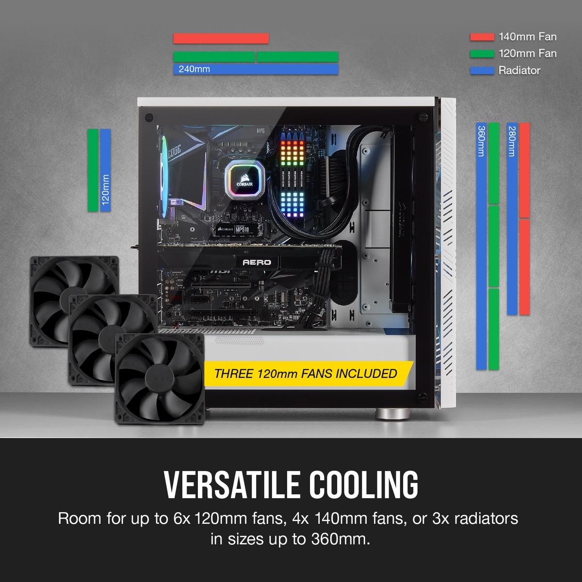 Corsair 275R Airflow Mid Tower Tempered Glass White Case - CC-9011182-WW