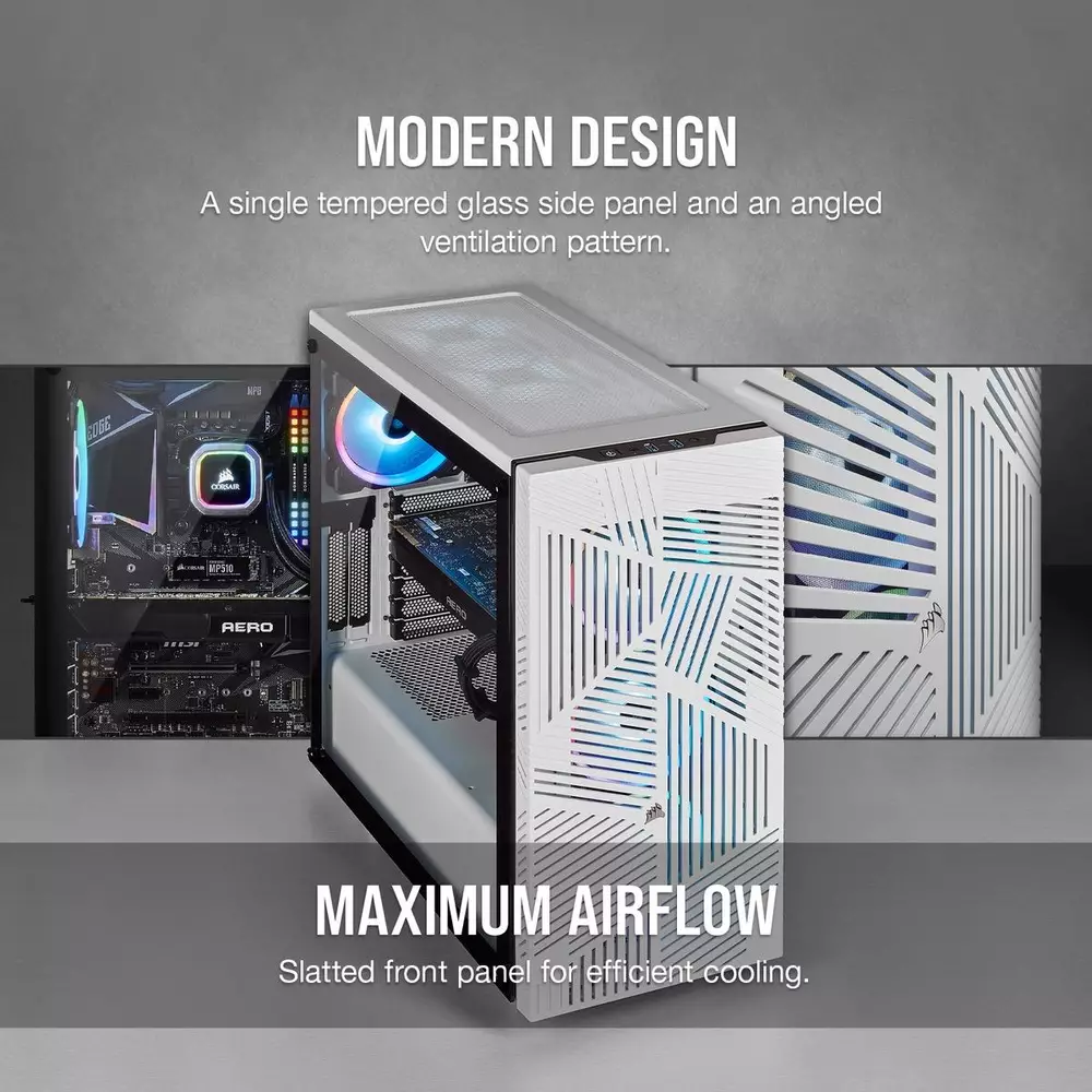 Corsair 275R Airflow Mid Tower Tempered Glass White Case - CC-9011182-WW