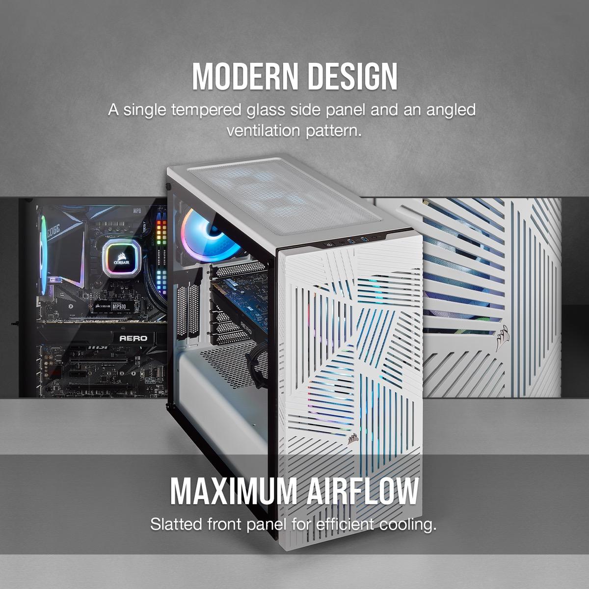 Corsair 275R Airflow Mid Tower Tempered Glass White Case - CC-9011182-WW
