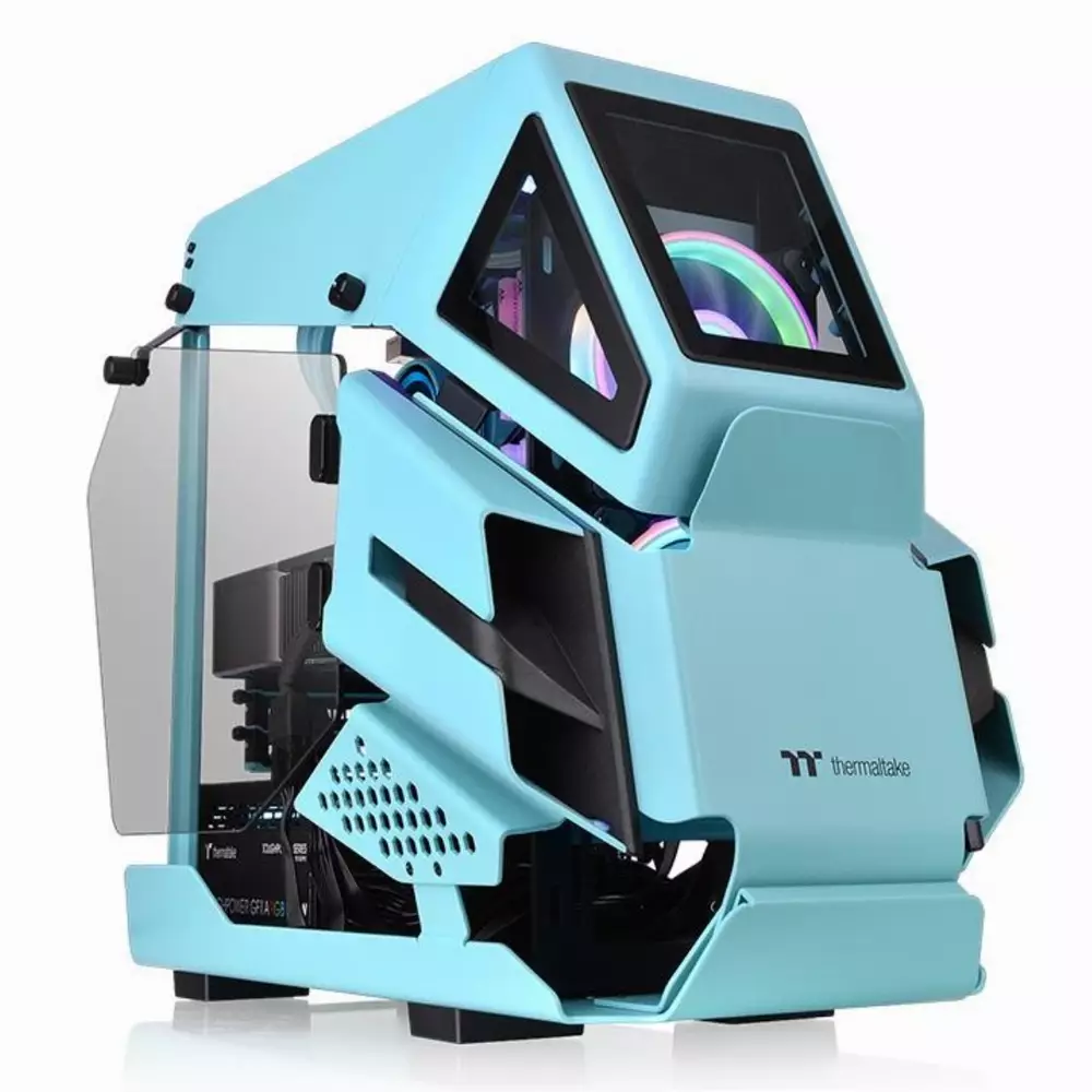 Кутия Thermaltake AH T200 TG Turquoise mATX Mini Tower - CA-1R4-00SBWN-00
