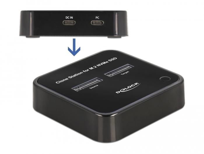 Външна стойка Delock 63329, За 2 x M.2 NVMe PCIe SSD, Функция за клониране